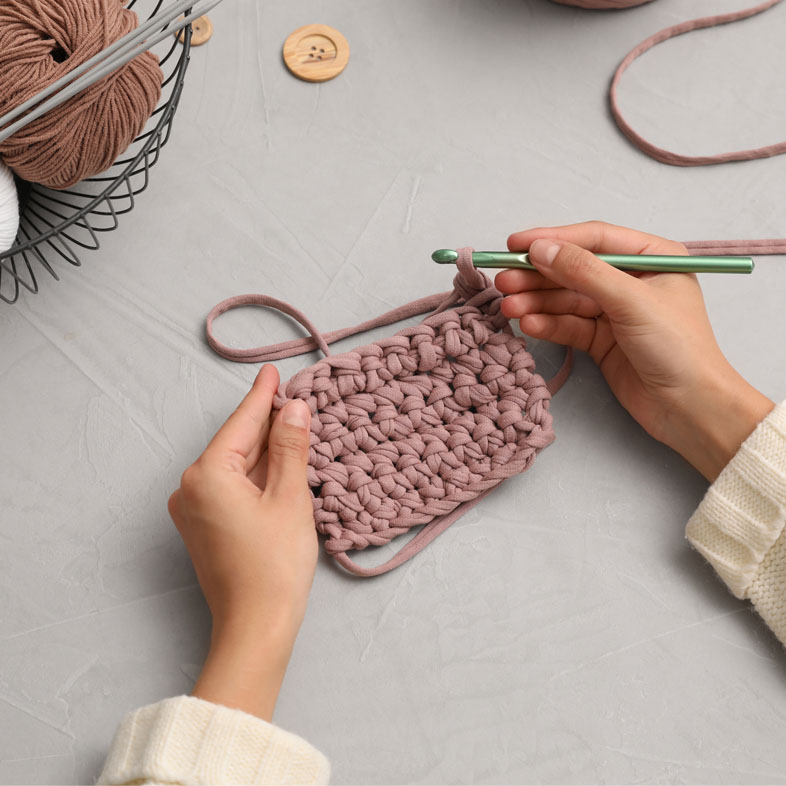 crochet sample being made