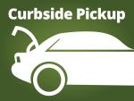 Graphic of car with trunk open and curbside pickup text above