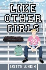 A tall, masculine looking girl in a pink jersey with short, blond hair sits on the bleachers facing the reader. She has her backpack with her, is wearing black timberland boots, and has a plaid shirt wrapped around her waist.