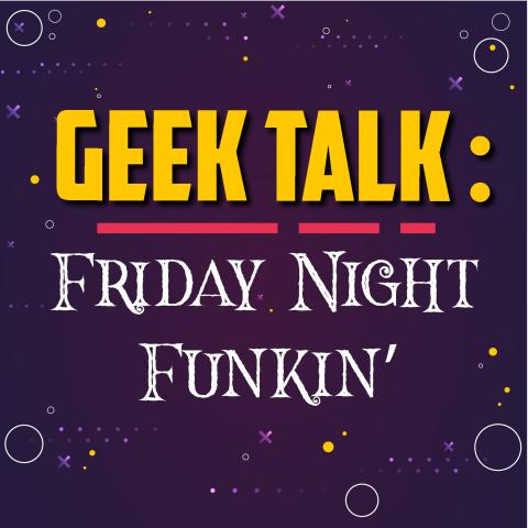 Geek Talk graphic displaying title on purple background