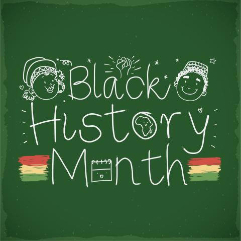 Chalkboard with "Black History Month"