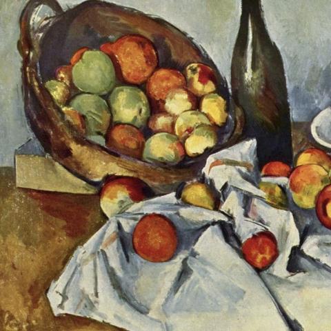Painting of fruit on a table
