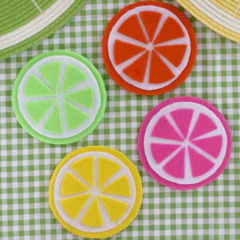 Coasters made with CDs and felt