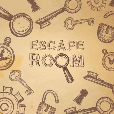"Escape Room" surrounded by keys