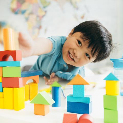 Boy building with blocks