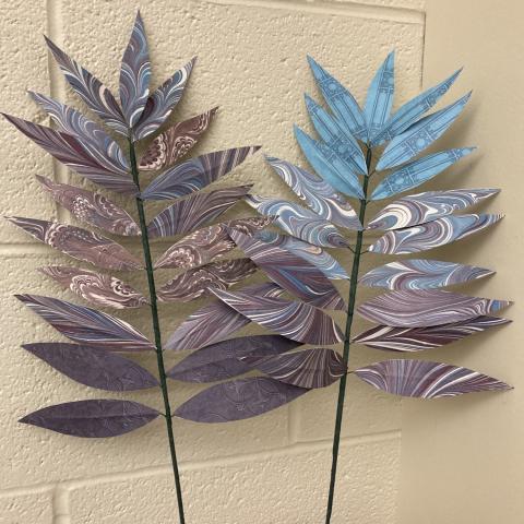 Fall foliage branch made with patterned paper
