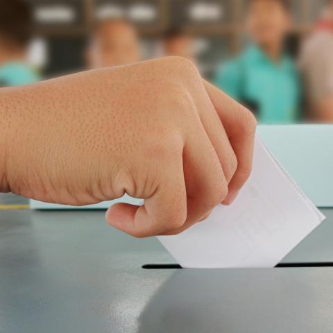 Ballot being put in box