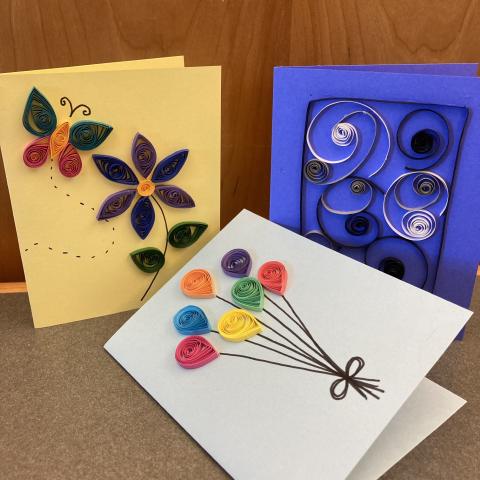 cards made with paper quilling shapes