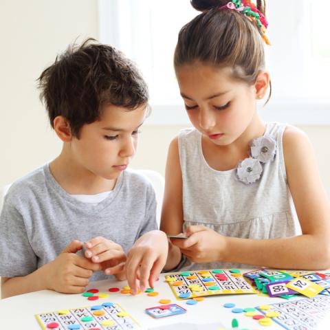 Children playing bingo