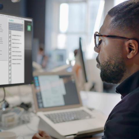 Man using AI on computer