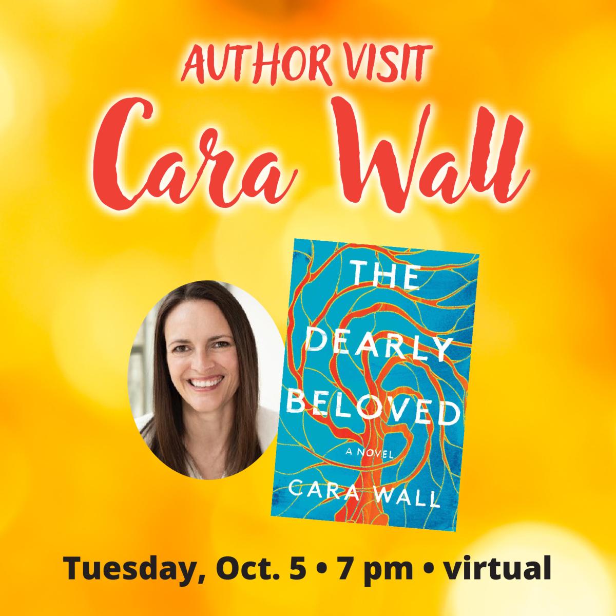 Graphic of Author Cara Wall with Book