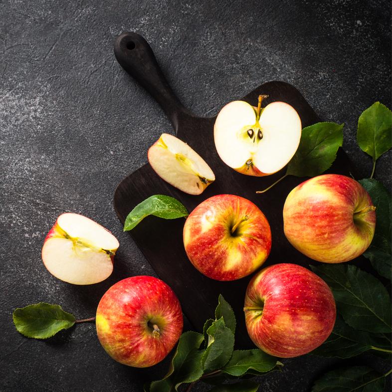 Apples on a cutting board