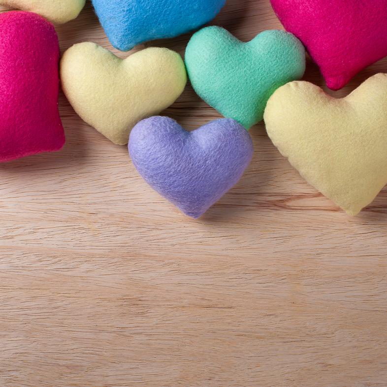 Colorful heart pillows