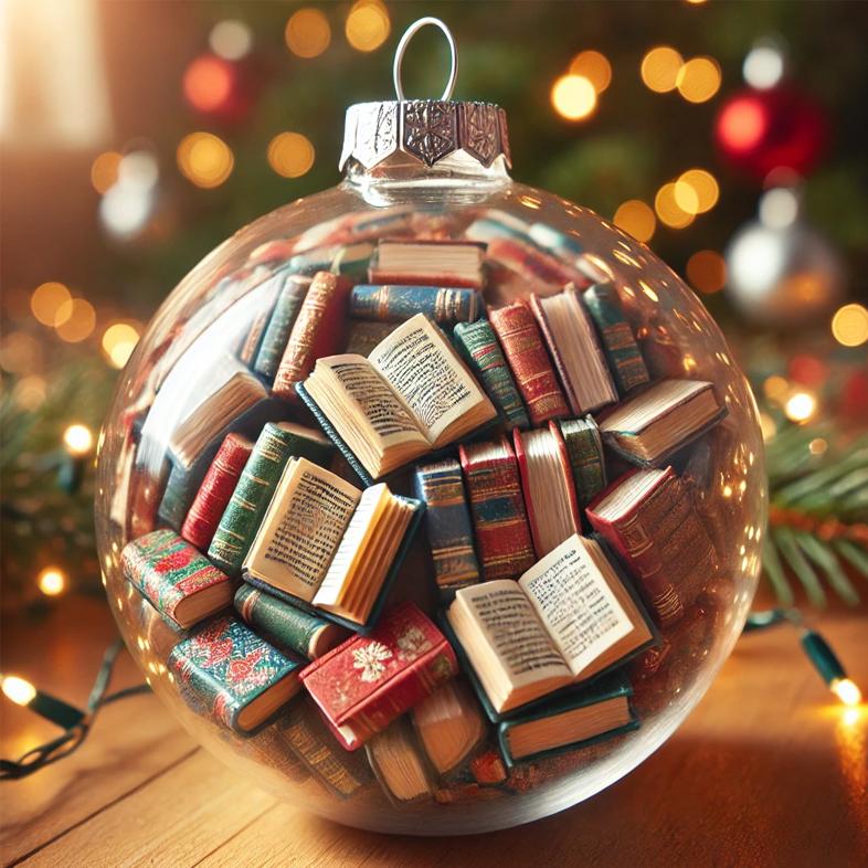 Ornament with books inside